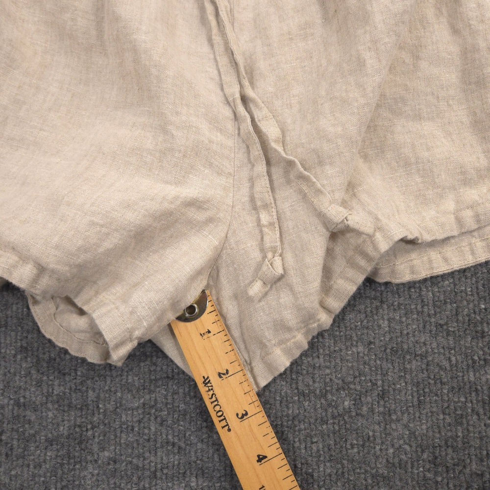 Faherty Laguna Linen Tie Waist Shorts Womens Small Flax Beige High Rise Casual - Picture 7 of 9